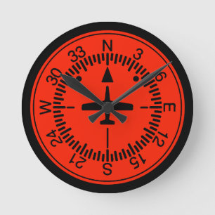 Heading Indicator Pilot Aviation Geek Round Clock