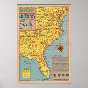 Heading South - East Coast United States Poster
