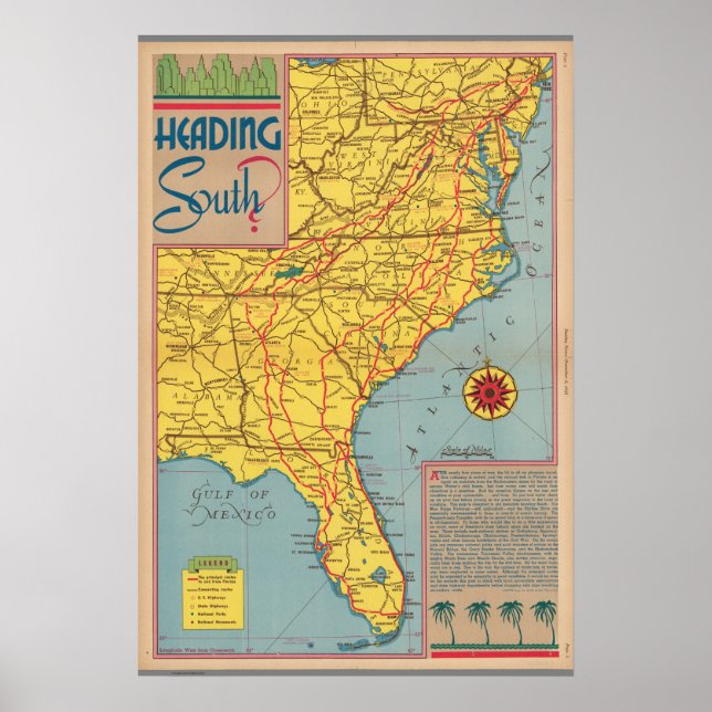 Heading South - East Coast United States Poster (Front)