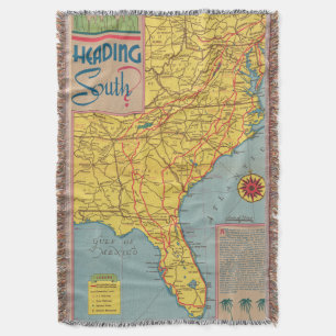 Heading South - East Coast United States Throw Blanket
