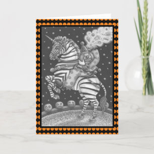 HEADLESS HORSEMAN CLOWN, ZEBRA GREETING CARD Blank