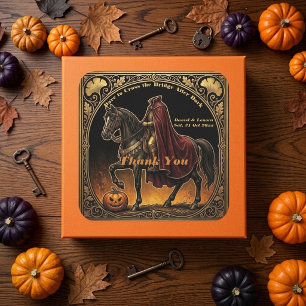 Headless Horseman Dare to Cross Thank You Gold Square Sticker