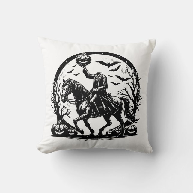 Headless Horseman Halloween Circle Design Cushion (Front)