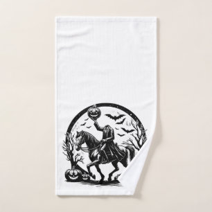 Headless Horseman Halloween Circle Design Hand Towel