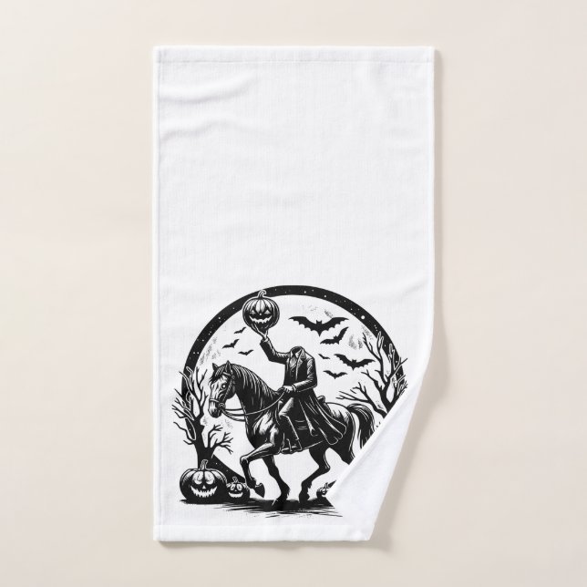 Headless Horseman Halloween Circle Design Hand Towel (Hand Towel)