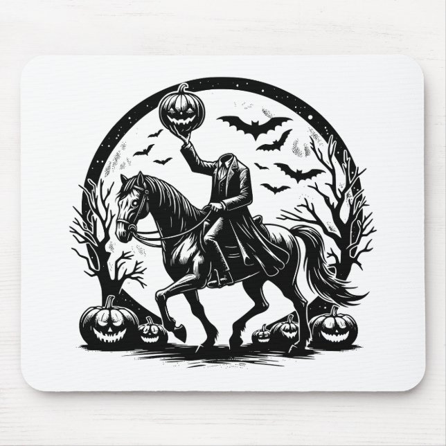 Headless Horseman Halloween Circle Design Mouse Mat (Front)