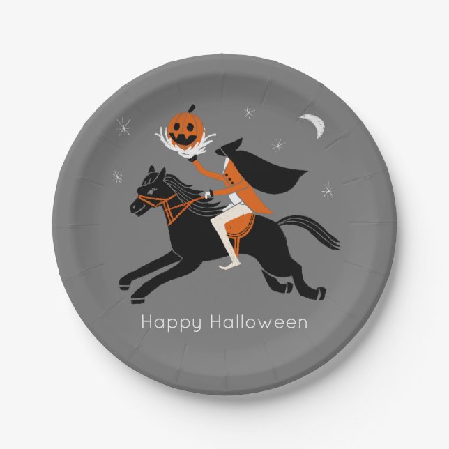 Headless Horseman halloween Paper Plate (Front)