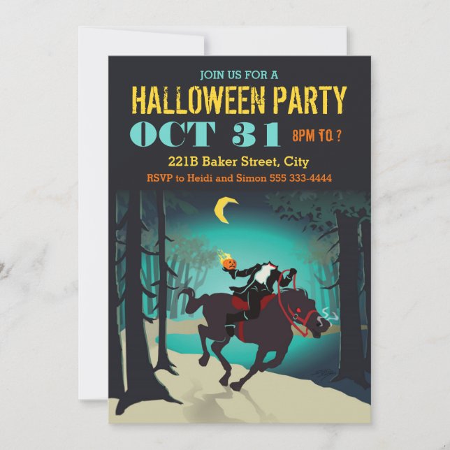 Headless Horseman Halloween Party Invitations (Front)