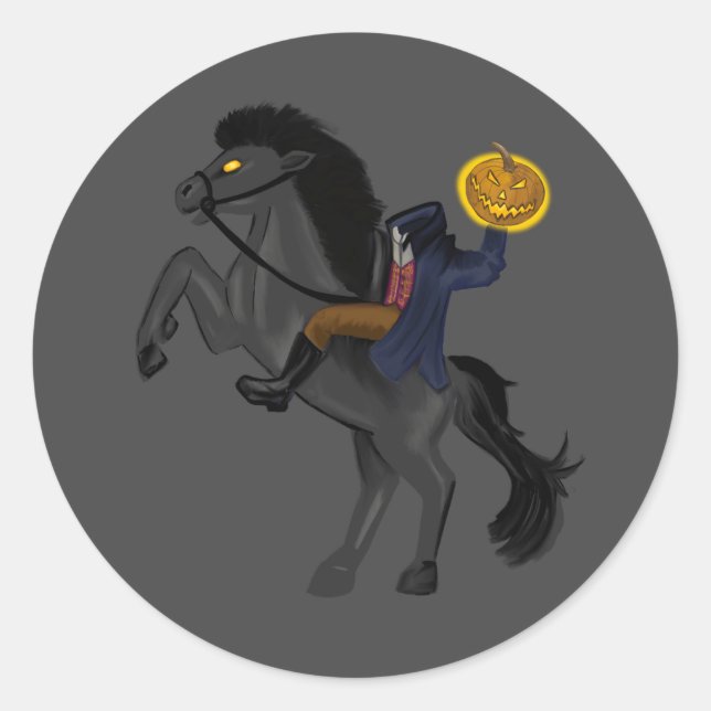 Headless Horseman Halloween Treat Bag Stickers (Front)