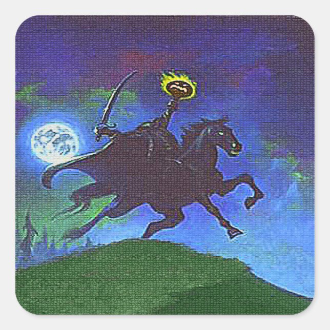 Headless Horseman in the Blue Light Square Sticker (Front)
