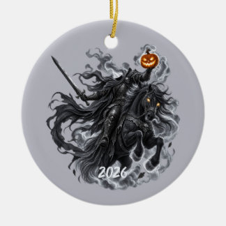 Headless Horseman Ornament, Custom Year Ceramic Tree Decoration