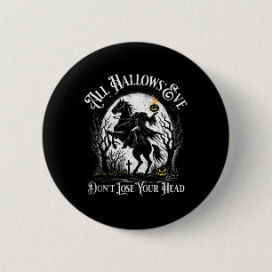 Headless Horseman Pumpkin Face Happy Halloween Sle 6 Cm Round Badge