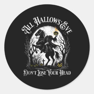 Headless Horseman Pumpkin Face Happy Halloween Sle Classic Round Sticker