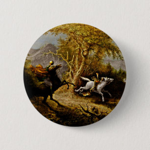 Headless Horseman Pursuing Ichabod Crane 6 Cm Round Badge