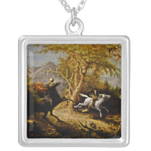 Headless Horseman Pursuing Ichabod Crane Silver Plated Necklace