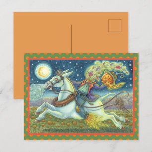 HEADLESS HORSEMAN SCARECROW HOLIDAY POSTCARD