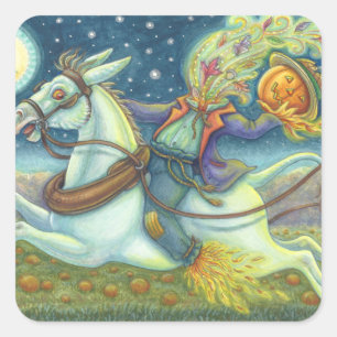 HEADLESS HORSEMAN SCARECROW & MULE STICKERS Square