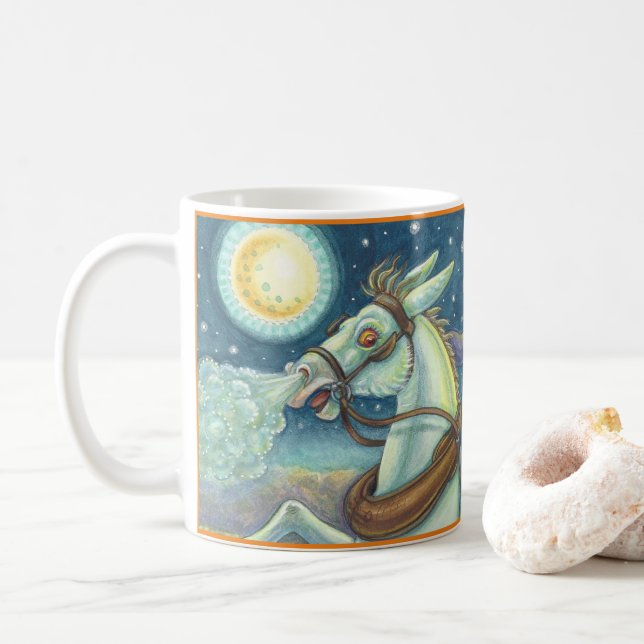 HEADLESS HORSEMAN SCARECROW ON MULE, HALLOWEEN MUG (With Donut)