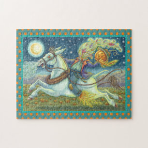 HEADLESS HORSEMAN SCARECROW ON WHITE MULE PUZZLE