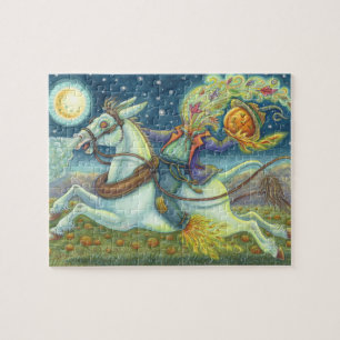 HEADLESS HORSEMAN SCARECROW ON WHITE MULE PUZZLE