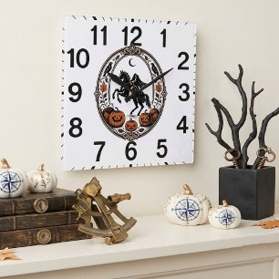 Headless Horseman Sleepy Hollow Black Raven Jacks Square Wall Clock