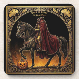 Headless Horseman Sleepy Hollow Gold Ornate Black Coaster