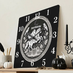 Headless Horseman Sleepy Hollow Jacks Monochrome Square Wall Clock