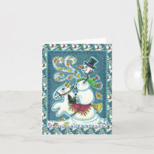 HEADLESS HORSEMAN SNOWMAN, XMAS / HALLOWEEN Blank Holiday Card