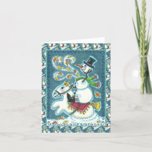 HEADLESS HORSEMAN SNOWMAN, XMAS / HALLOWEEN Blank Holiday Card