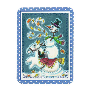HEADLESS HORSEMAN SNOWMAN, XMAS HALLOWEEN HUMOR, MAGNET