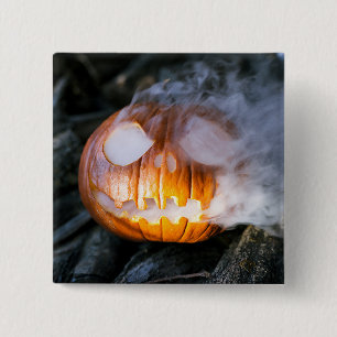 Headless Horseman's Jack-o-Lantern Head a Flame 15 Cm Square Badge