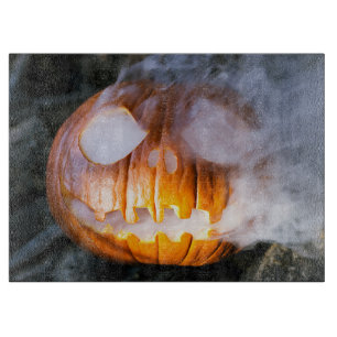 Headless Horseman's Jack-o-Lantern Head a Flame Cutting Board
