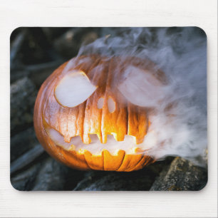 Headless Horseman's Jack-o-Lantern Head a Flame Mouse Mat
