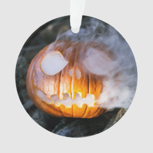 Headless Horseman's Jack-o-Lantern Head a Flame Ornament