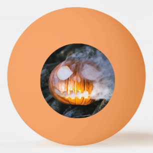Headless Horseman's Jack-o-Lantern Head a Flame Ping Pong Ball