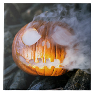 Headless Horseman's Jack-o-Lantern Head a Flame Tile