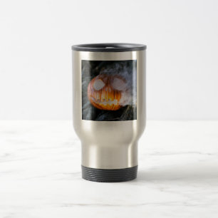 Headless Horseman's Jack-o-Lantern Head a Flame Travel Mug