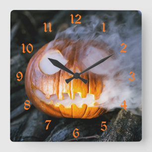 Headless Horseman's lost Pumpkin Head Halloween    Square Wall Clock