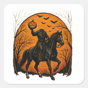 Headless Knight On Horse Pumpkin Halloween Square Sticker