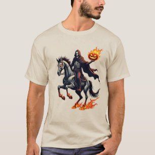 HEADLESS SKELLY HORSEMAN Flaming Reaper Shadow T-Shirt