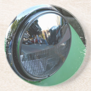 Headlight on a Green Vintage Car Coaster