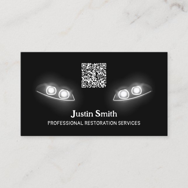 Headlight Restoration Mobile Detail QR Business Card (Front)