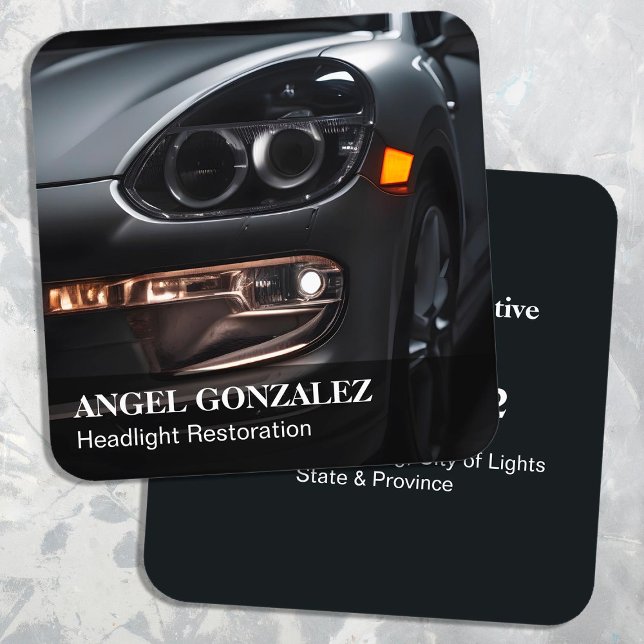 Headlight Restoration Square Business Card (Headlight Restoration Business Cards)