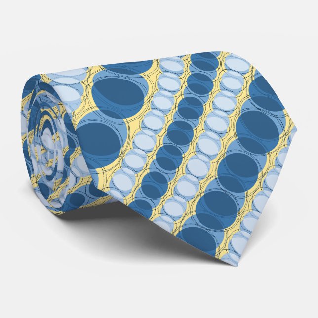 Headlights Polka Dot Striped Blue Two-sided Tie (Rolled)