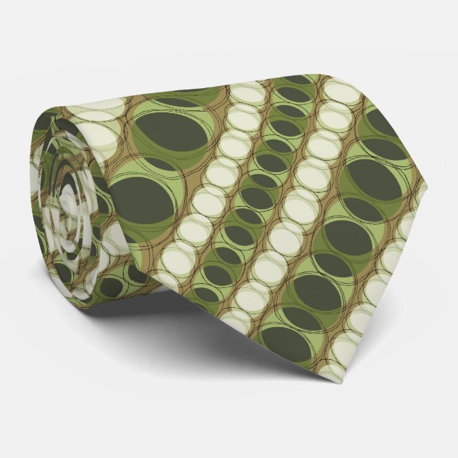 Headlights Polka Dot Striped Olive Two-sided Tie (Rolled)
