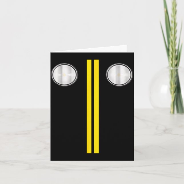 Headlights With Road Markings Funny Halloween Cost Card (Front)
