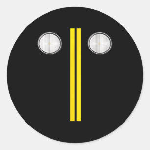 Headlights With Road Markings Funny Halloween Cost Classic Round Sticker