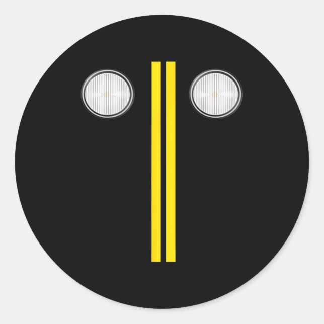 Headlights With Road Markings Funny Halloween Cost Classic Round Sticker (Front)