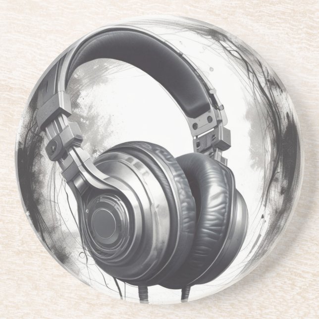 Headphone Artwork Music Lover Coaster (Front)