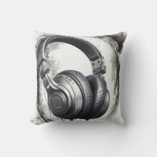 Headphone Artwork Music Lover Cushion